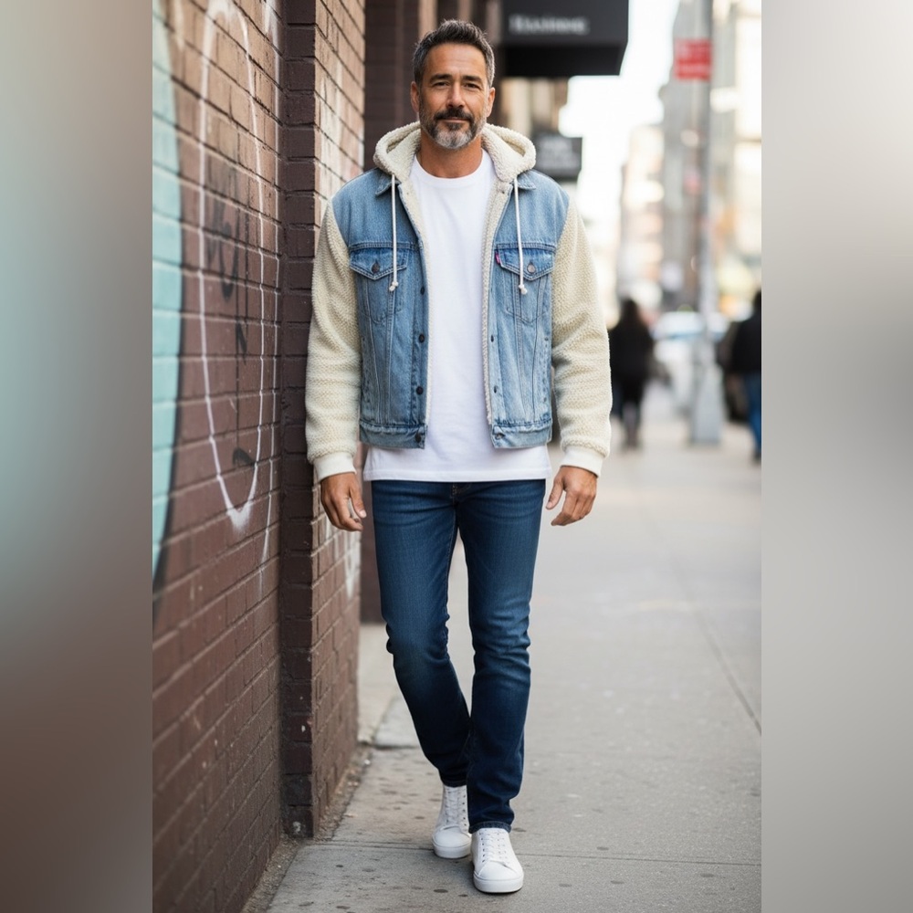 Levi’s Sherpa Hooded Denim Trucker Jacket Size Small